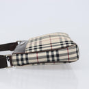 BURBERRY Nova Check Shoulder Bag Canvas Beige Silver Auth 200733-4