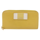 Miu Miu Long Wallet Leather Yellow Gold Auth 200735A-13