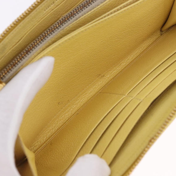 Miu Miu Long Wallet Leather Yellow Gold Auth 200735A