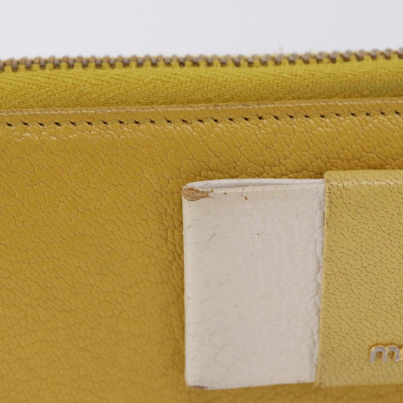 Miu Miu Long Wallet Leather Yellow Gold Auth 200735A