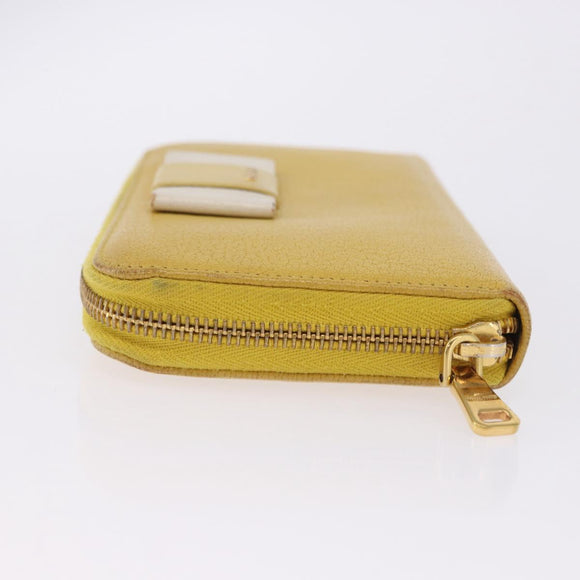 Miu Miu Long Wallet Leather Yellow Gold Auth 200735A
