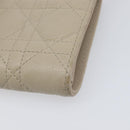 Christian Dior Cannage Caro Dahlia Wallet Lamb Skin Beige Gold Auth 200738A-10