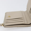 Christian Dior Cannage Caro Dahlia Wallet Lamb Skin Beige Gold Auth 200738A-17