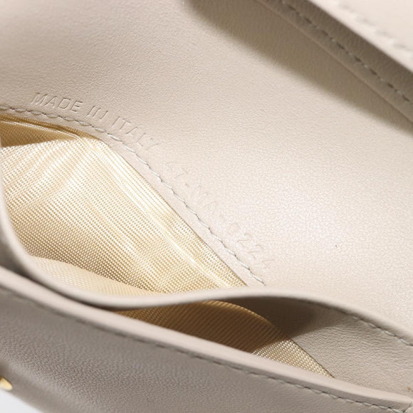 Christian Dior Cannage Caro Dahlia Wallet Lamb Skin Beige Gold Auth 200738A