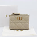 Christian Dior Cannage Caro Dahlia Wallet Lamb Skin Beige Gold Auth 200738A-22