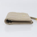 Christian Dior Cannage Caro Dahlia Wallet Lamb Skin Beige Gold Auth 200738A-4