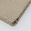 Christian Dior Cannage Caro Dahlia Wallet Lamb Skin Beige Gold Auth 200738A-8