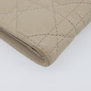 Christian Dior Cannage Caro Dahlia Wallet Lamb Skin Beige Gold Auth 200738A-9
