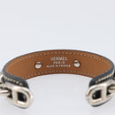 HERMES Bangle Chaine d'Ancre Bracelet Metal Leather Silver Black Auth 200739V-10