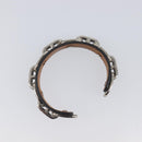 HERMES Bangle Chaine d'Ancre Bracelet Metal Leather Silver Black Auth 200739V-6