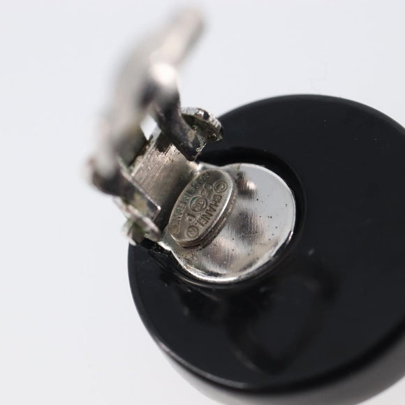 CHANEL Earring plastic Black CC Auth 200741V