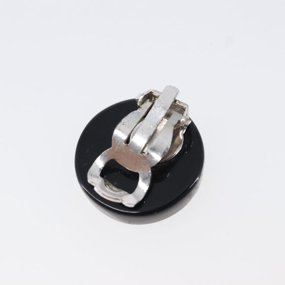CHANEL Earring plastic Black CC Auth 200741V