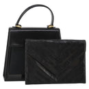 SAINT LAURENT Hand Bag Leather 2 Set Black Auth 200742-1