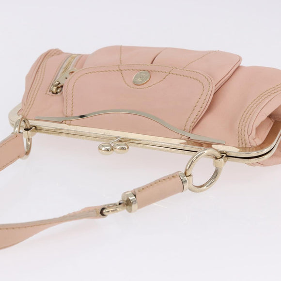 CELINE Shoulder Bag Leather Pink Gold Auth 200745V