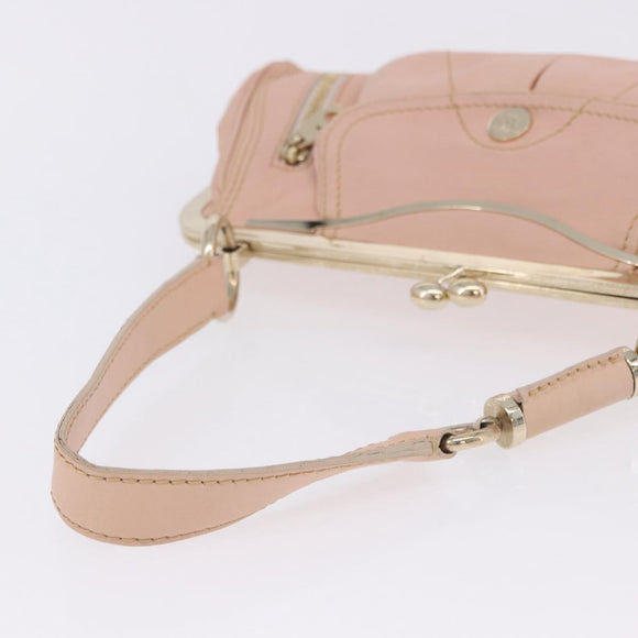 CELINE Shoulder Bag Leather Pink Gold Auth 200745V
