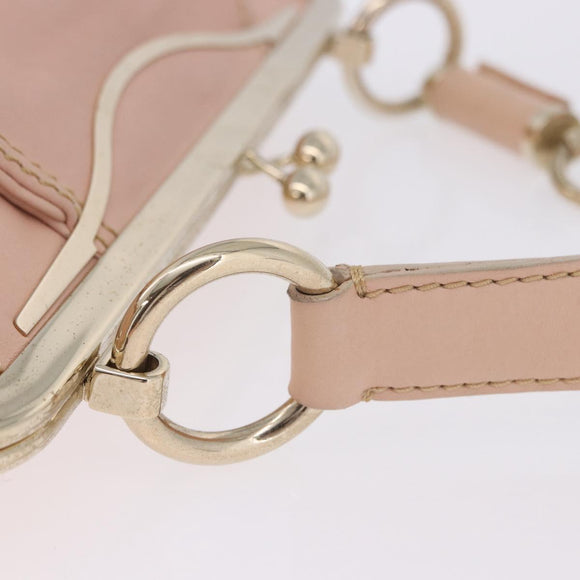 CELINE Shoulder Bag Leather Pink Gold Auth 200745V