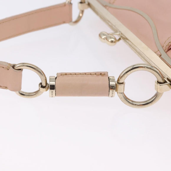 CELINE Shoulder Bag Leather Pink Gold Auth 200745V