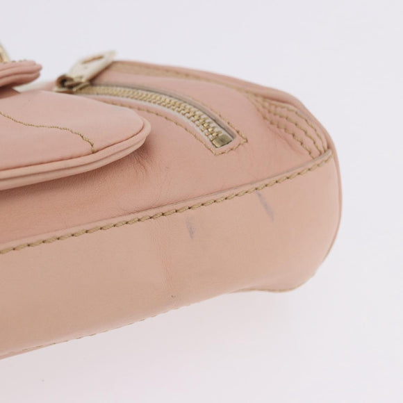 CELINE Shoulder Bag Leather Pink Gold Auth 200745V