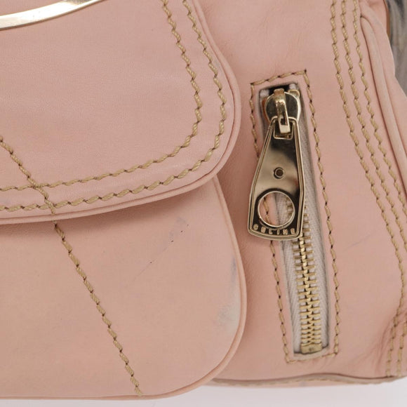 CELINE Shoulder Bag Leather Pink Gold Auth 200745V