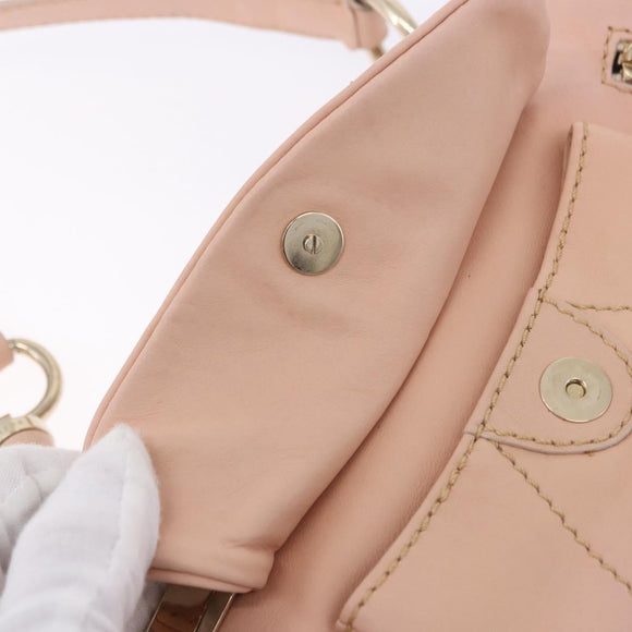 CELINE Shoulder Bag Leather Pink Gold Auth 200745V