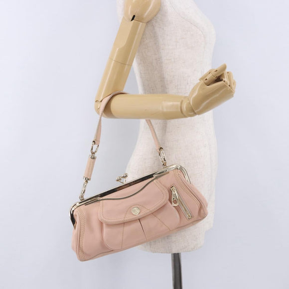 CELINE Shoulder Bag Leather Pink Gold Auth 200745V