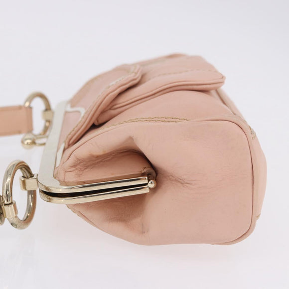 CELINE Shoulder Bag Leather Pink Gold Auth 200745V