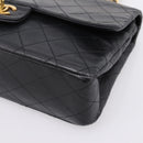 CHANEL Matelasse 25 Chain Shoulder Bag Lamb Skin Black Gold CC Auth 200746V-10