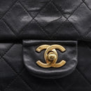 CHANEL Matelasse 25 Chain Shoulder Bag Lamb Skin Black Gold CC Auth 200746V-14