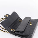 CHANEL Matelasse 25 Chain Shoulder Bag Lamb Skin Black Gold CC Auth 200746V-15