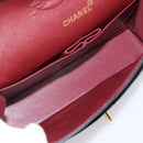 CHANEL Matelasse 25 Chain Shoulder Bag Lamb Skin Black Gold CC Auth 200746V-18