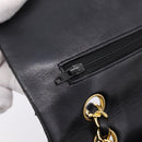 CHANEL Matelasse 25 Chain Shoulder Bag Lamb Skin Black Gold CC Auth 200746V-23