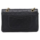 CHANEL Matelasse 25 Chain Shoulder Bag Lamb Skin Black Gold CC Auth 200746V-3