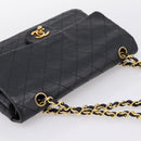 CHANEL Matelasse 25 Chain Shoulder Bag Lamb Skin Black Gold CC Auth 200746V-6