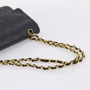 CHANEL Matelasse 25 Chain Shoulder Bag Lamb Skin Black Gold CC Auth 200746V-7
