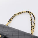 CHANEL Matelasse 25 Chain Shoulder Bag Lamb Skin Black Gold CC Auth 200746V-8