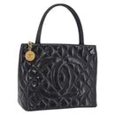 CHANEL Matelasse Reprint Tote Bag Patent Leather Black Gold CC Auth 200752-1