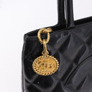 CHANEL Matelasse Reprint Tote Bag Patent Leather Black Gold CC Auth 200752-15