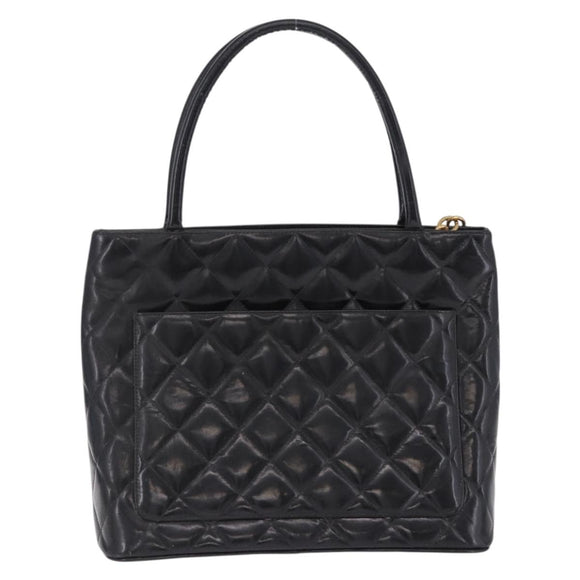 CHANEL Matelasse Reprint Tote Bag Patent Leather Black Gold CC Auth 200752