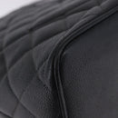 CHANEL Matelasse Reprint Tote Bag Caviar Skin Black Silver CC Auth 200753V-10