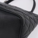 CHANEL Matelasse Reprint Tote Bag Caviar Skin Black Silver CC Auth 200753V-11