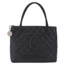 CHANEL Matelasse Reprint Tote Bag Caviar Skin Black Silver CC Auth 200753V-2
