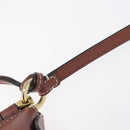 LOEWE Phone Pouch Leather Brown Gold Auth 200754-16