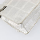 CHANEL New Travel Line Chain Shoulder Bag Canvas Silver CC Auth 200755-17