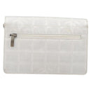 CHANEL New Travel Line Chain Shoulder Bag Canvas Silver CC Auth 200755-2