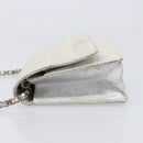 CHANEL New Travel Line Chain Shoulder Bag Canvas Silver CC Auth 200755-4