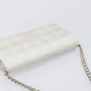 CHANEL New Travel Line Chain Shoulder Bag Canvas Silver CC Auth 200755-6