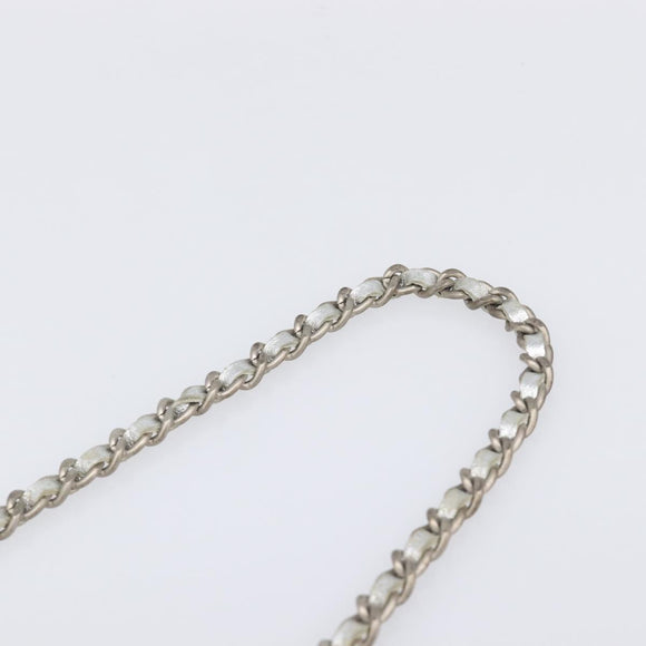 CHANEL New Travel Line Chain Shoulder Bag Canvas Silver CC Auth 200755