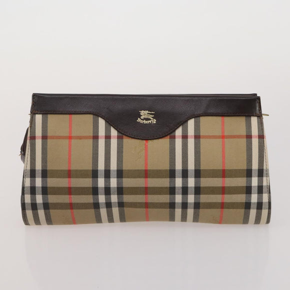BURBERRY Nova Check Hand Bag Canvas nylon 4 Set Beige Brown Auth 200759