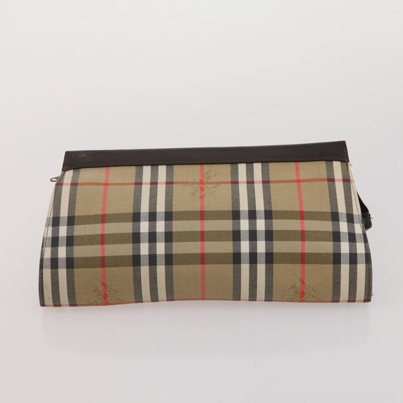 BURBERRY Nova Check Hand Bag Canvas nylon 4 Set Beige Brown Auth 200759