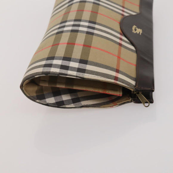 BURBERRY Nova Check Hand Bag Canvas nylon 4 Set Beige Brown Auth 200759